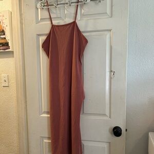 Free People Mauve Slip Midi Dress with Spaghetti Straps